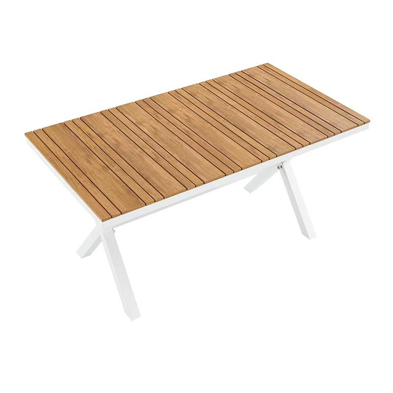 Anita White Outdoor Rectangular Dining Table with Loly Armchair Set - Perfect for Patio, Garden, and Backyard Entertaining