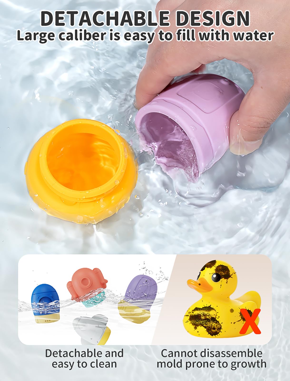 4 Pack Baby Bath Toys - Squeezable Water Spray Toys, Safe & Mold-Free Soft Silicone Bathtub Toys for Toddlers 6+ Months | Fun Learning & Sensory Play for Infant Bath Time, Pool & Water Play