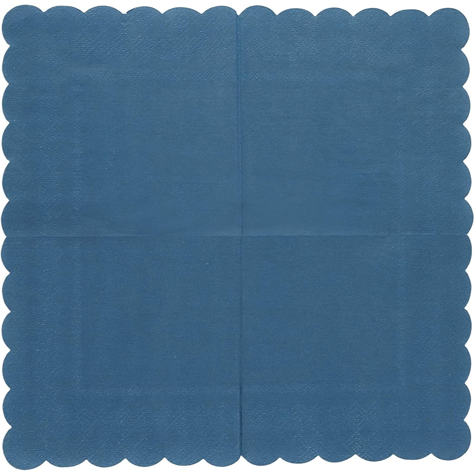Juvale 100-Pack Navy Blue Disposable Paper Napkins, 5x5 Inch Scalloped Cocktail Napkins for Parties, Weddings, Bars & Events - Elegant & Absorbent Dinnerware Accessories