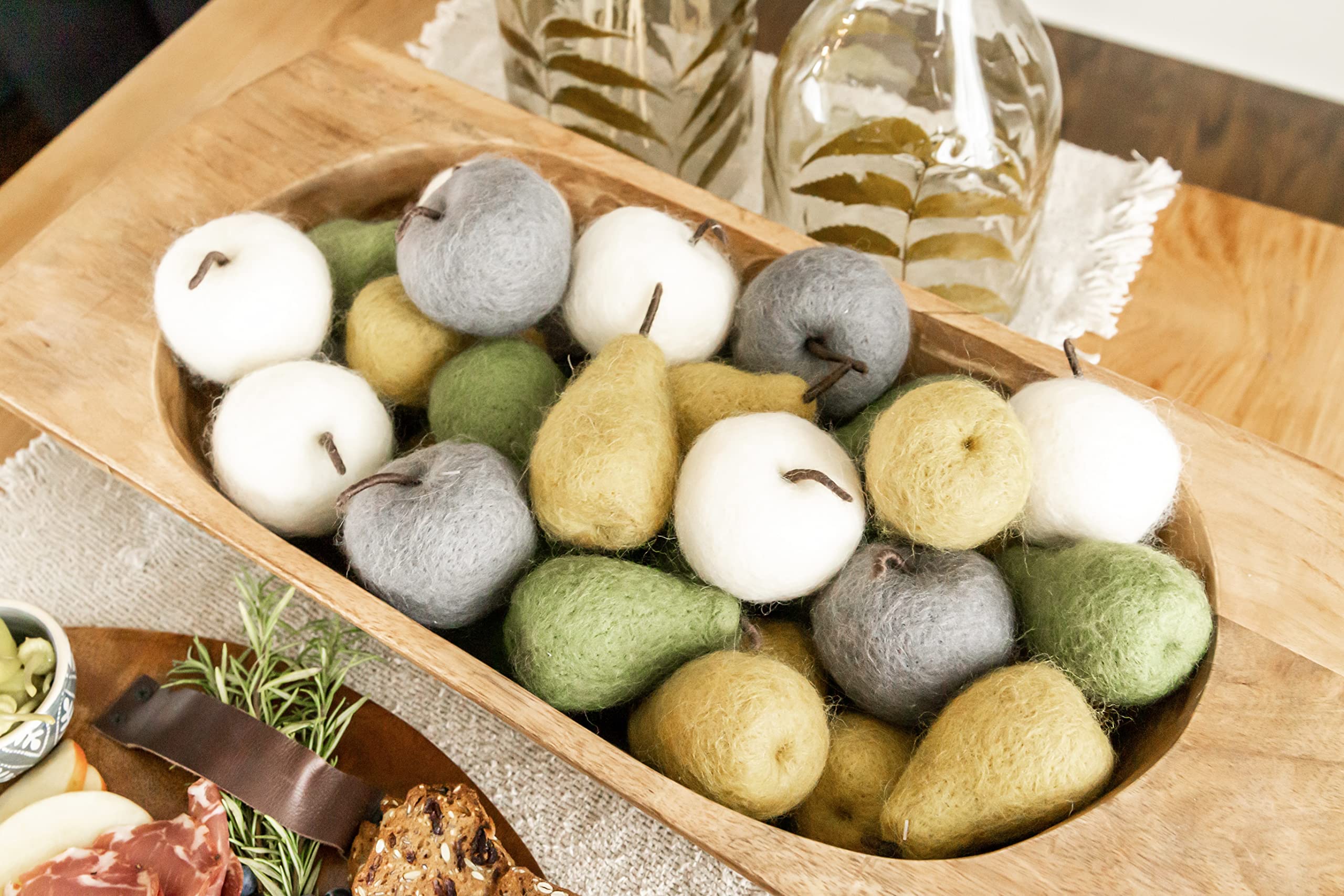 Premium Yellow Pear Felt Fruit Decor by Mud Pie - Handmade Home Decor for Kitchen, Dining Table, and Seasonal Display