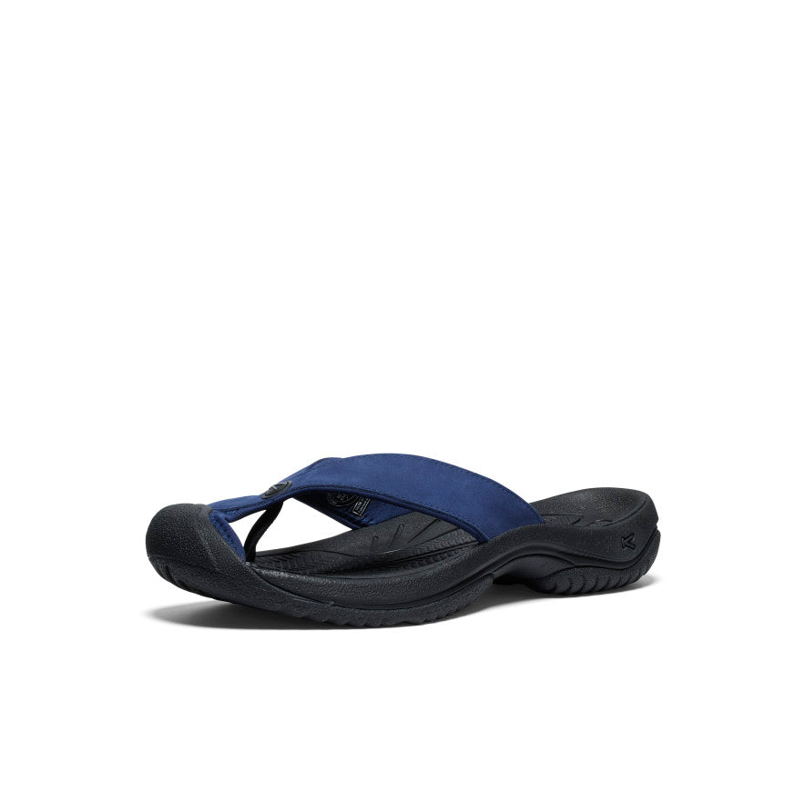 Men's Waimea Leather Flip Flops - Comfortable & Stylish Sandals for Summer | Navy Blue & Black | Perfect for Beach, Pool, and Casual Wear