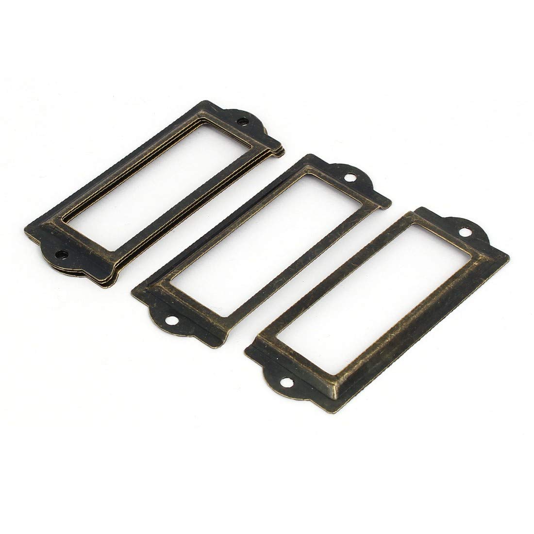 Premium Bronze Tone Iron Tag Label Frame - 83mm x 31mm (5pcs) - Durable Office & Pharmacy Drawer Organizer - Perfect for Medical Cabinets, Retail Displays & Home Organization