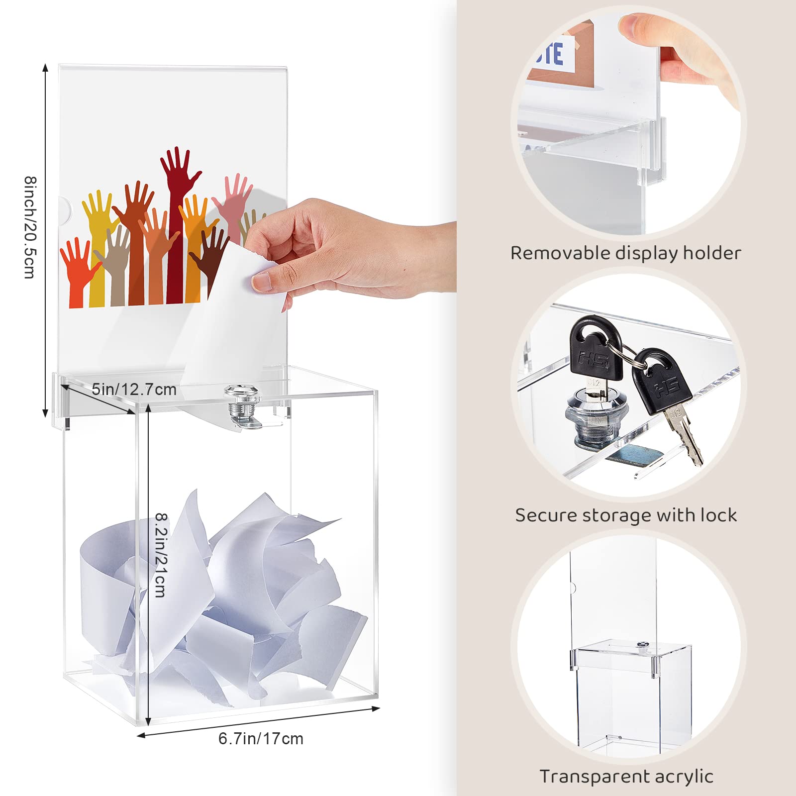 Juexica 16 x 6.7 x 5 Inches Clear Acrylic Donation Box - Voting Ballot Box, Raffle Box, Employee Suggestion Box for Charity Events, Fundraisers & Office Collections (1 Piece) - Perfect for Restaurants, Retail Stores & Community Centers