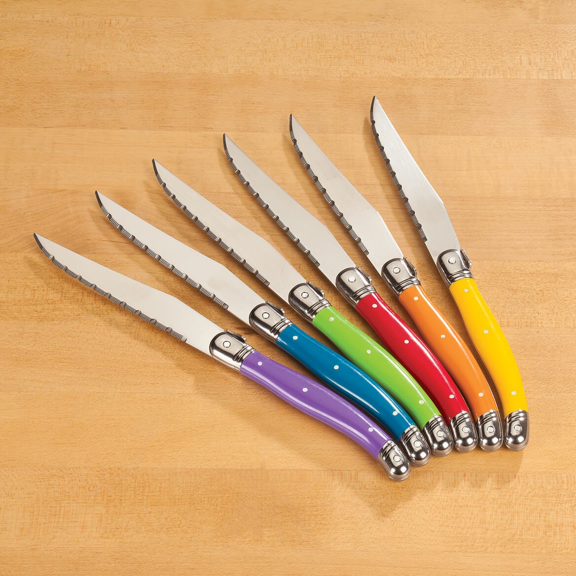 Premium Set of 6 Stainless Steel Steak Knives - French Provence Style - Perfect for Steak Dinners, BBQ Parties & Fine Dining Experience