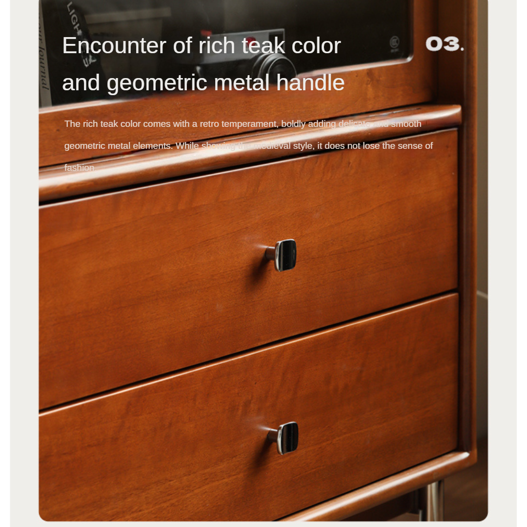 Bauhaus Style Poplar Solid Wood Cabinet with Storage Drawers - Perfect for Living Room, Bedroom & Office Organization