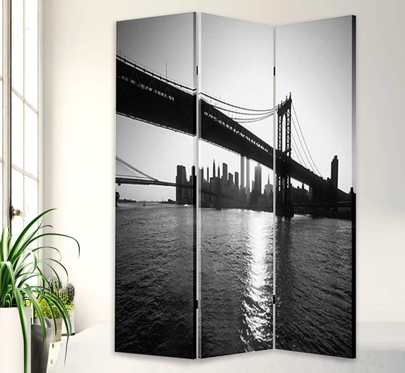 New York Skyline Room Divider - 6 Panel Folding Privacy Screen with Urban Cityscape Design for Home & Office Decor | Perfect for Room Separation, Event Backdrop, and Photo Booth Background