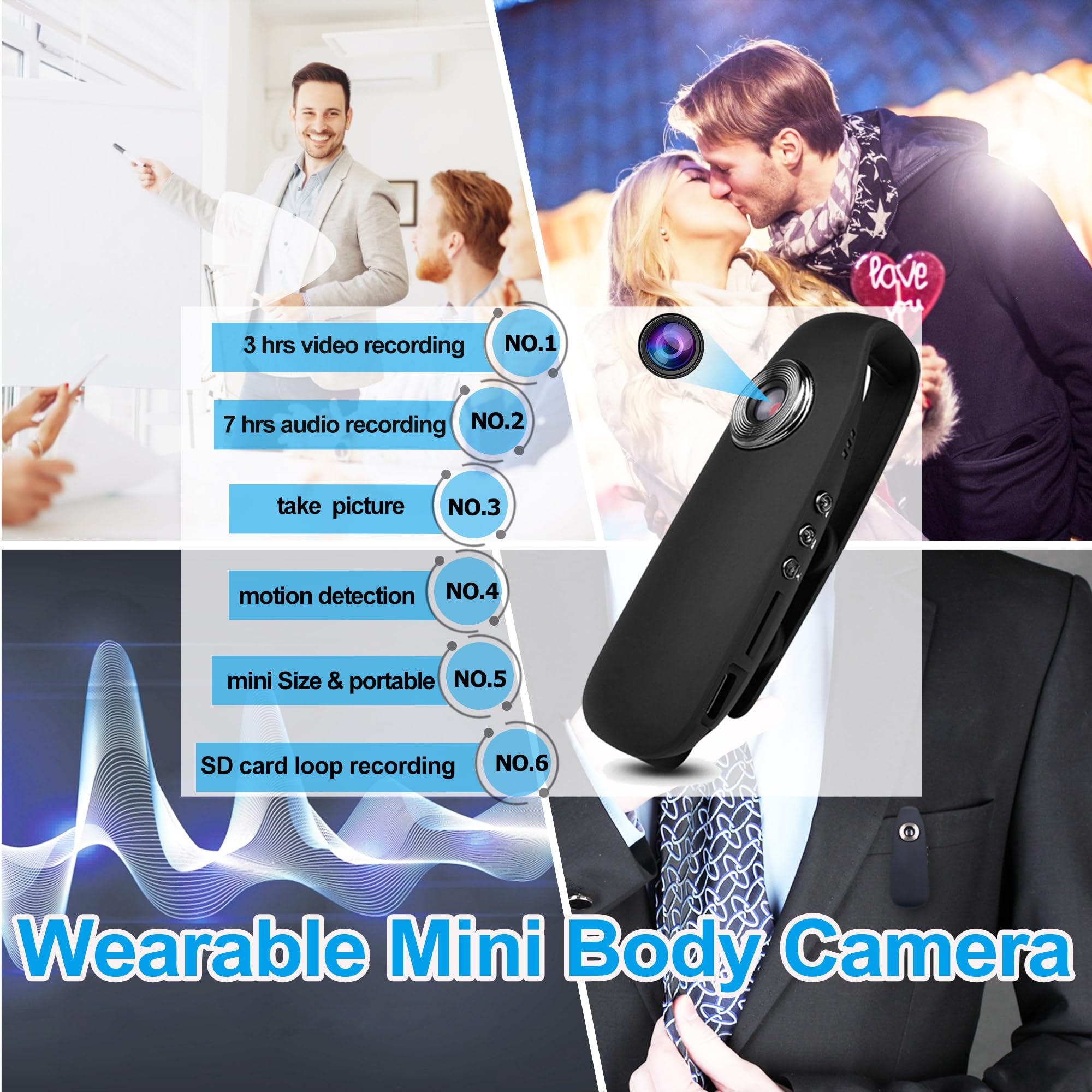 Mini Body Camera 1080P HD - Wearable Sports Camera with Video, Audio & Motion Detection - Portable Video Recorder for Cycling, Hiking, Security, Law Enforcement & Outdoor Adventures