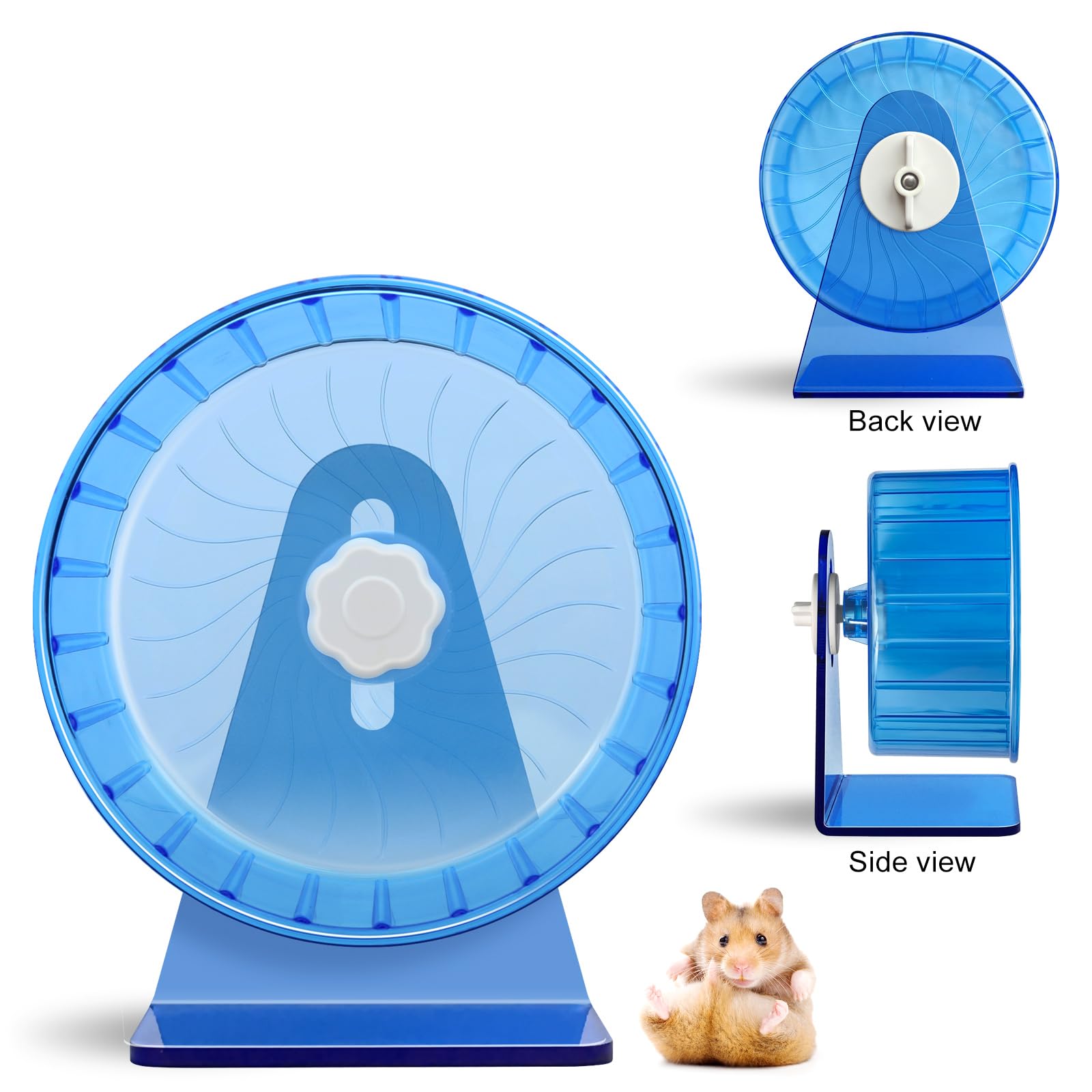 Silent Hamster Exercise Wheel - 5.5 Inch Blue Quiet Spinning Wheel for Hamsters, Gerbils & Small Pets with Adjustable Stand - Perfect for Cage Accessories & Nighttime Play