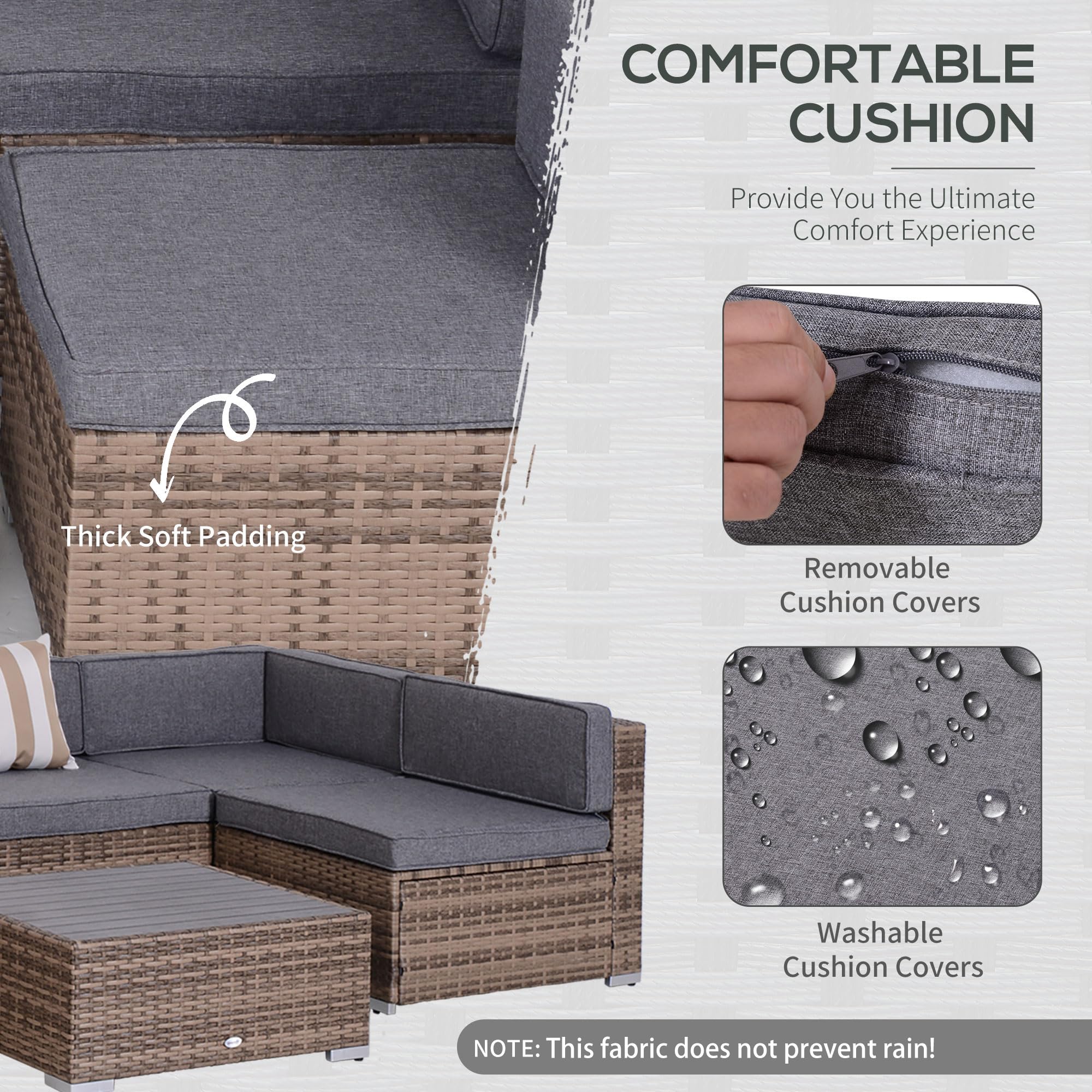 Outsunny 7-Piece Patio Furniture Set, All-Weather PE Rattan Outdoor Sectional Sofa with Cushions & Coffee Table - Perfect for Backyard, Garden, Poolside, and Patio Relaxation