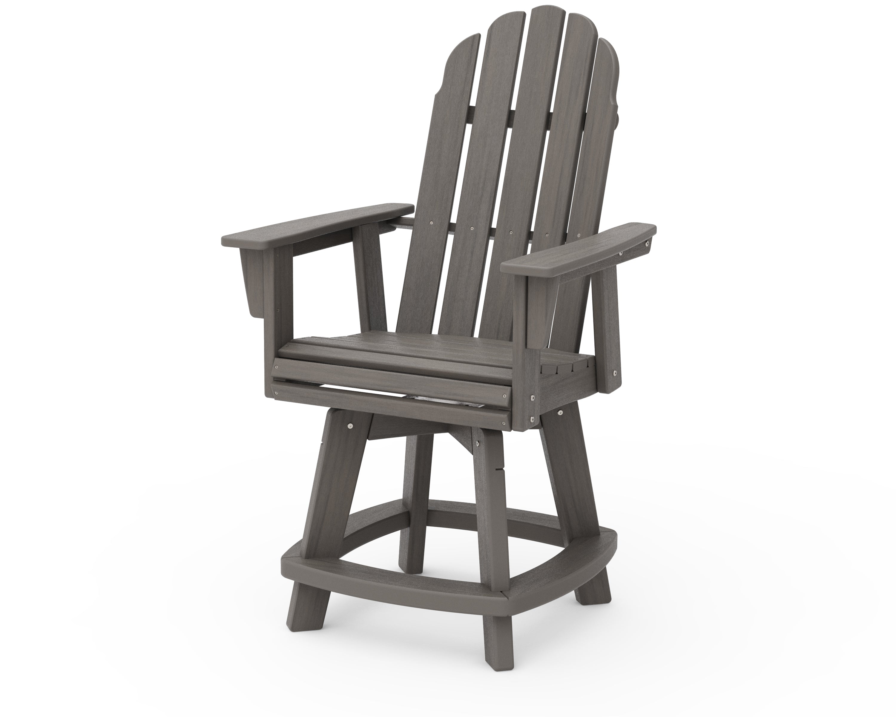 POLYWOOD Vineyard Curveback Adirondack Swivel Counter Chair - Outdoor Bar Stool for Patio, Deck, Poolside & Garden - Weather-Resistant Recycled Plastic Furniture