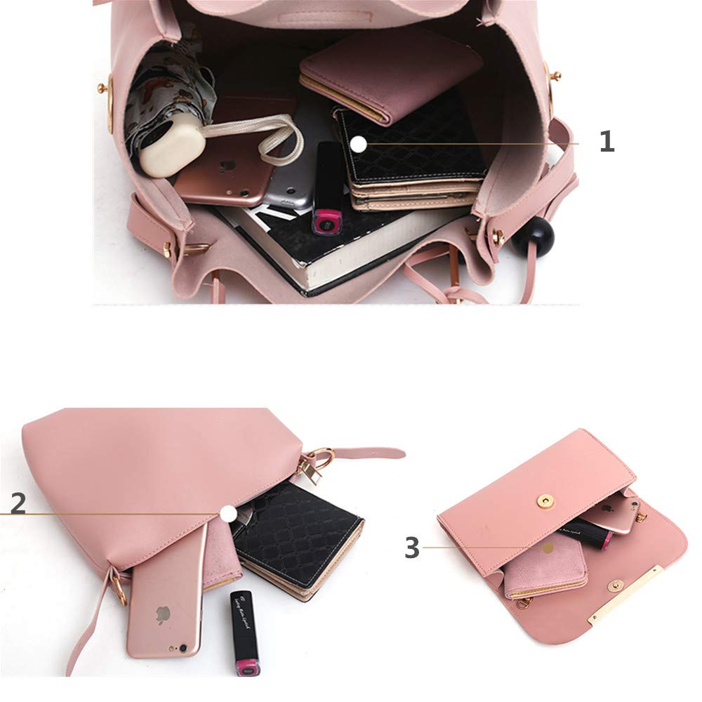 AlwaySky Women's 3-Piece PU Leather Handbag Set - Tote, Shoulder Bag & Clutch Purse for Work, Travel & Daily Use