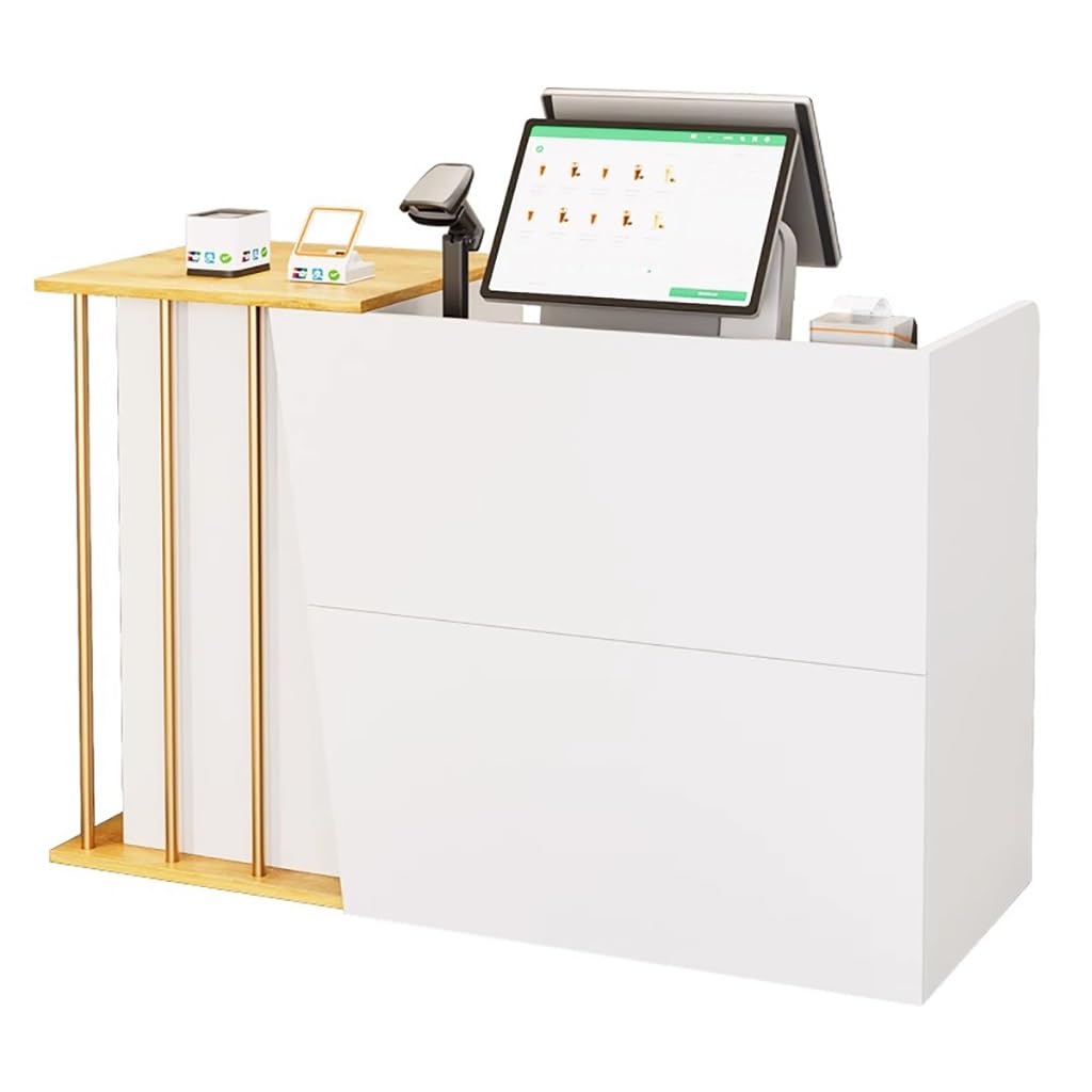 Small Salon Reception Desk with Counter - Compact Front Desk for Retail, Beauty Salons & Convenience Stores - Simple Checkout Counter for Supermarkets, Clothing Shops & Milk Tea Stores - Office & Business Use