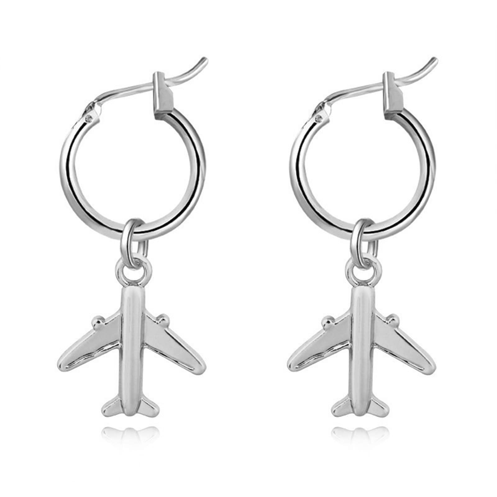 Tiny Airplane Hoop Earrings for Women - Silver Plated Hypoallergenic Jewelry Gifts for Flight Attendants, Pilots & Aviation Lovers - Perfect for Travel, Work & Everyday Wear