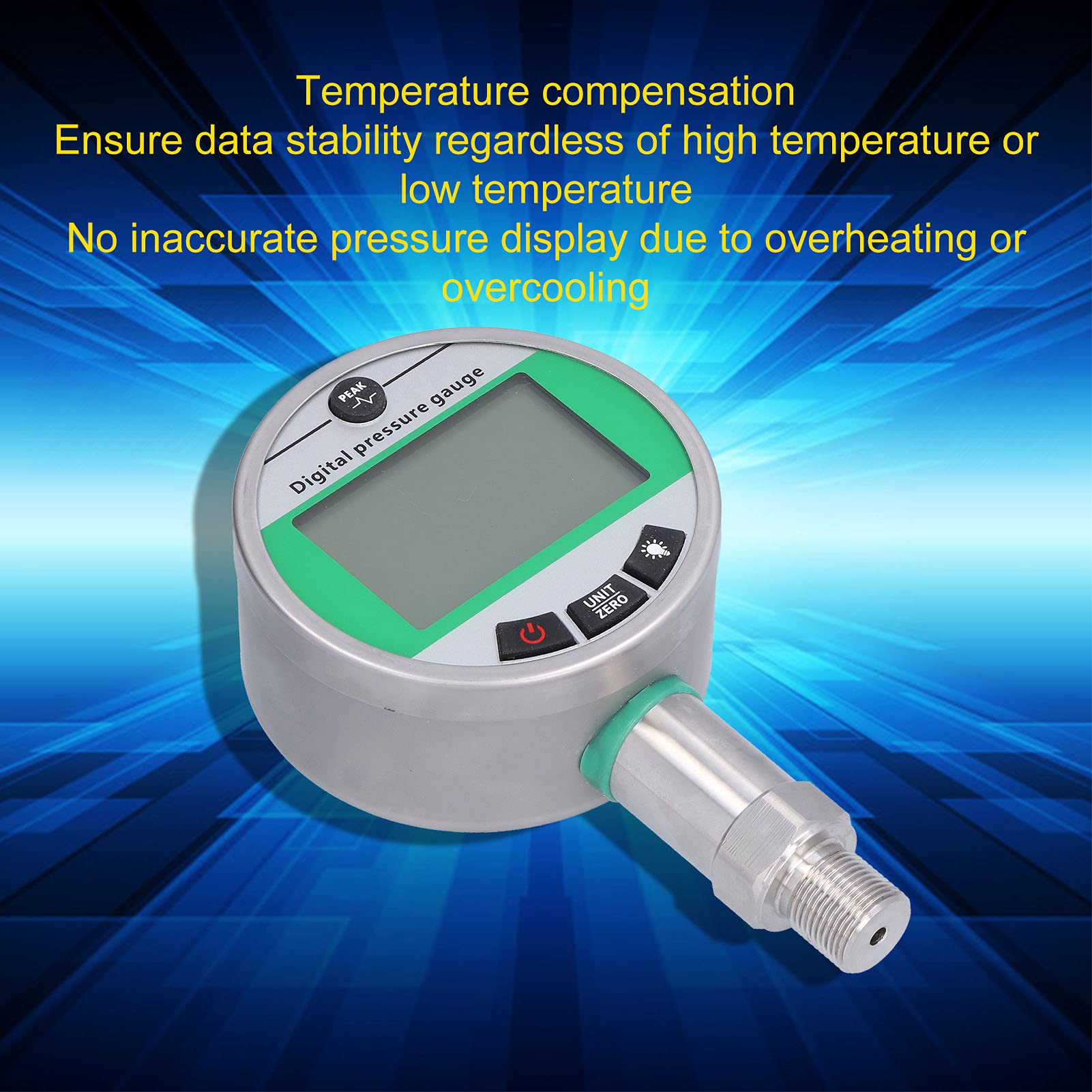 1.6MPa Digital Pressure Gauge - M20x1.5 Thread Stainless Steel Sensor Meter with Lower Mount | Accurate Measurement for Gas, Water & Oil | Ideal for Industrial, HVAC & Hydraulic Systems