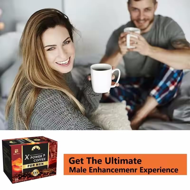 X Power Coffee for Men - Ginseng & Maca Energy Supplement, Instant Herbal Coffee for Stamina & Vitality - Boost Performance, Focus & Endurance - Perfect for Workouts, Office & Daily Energy Support (1 Pack)