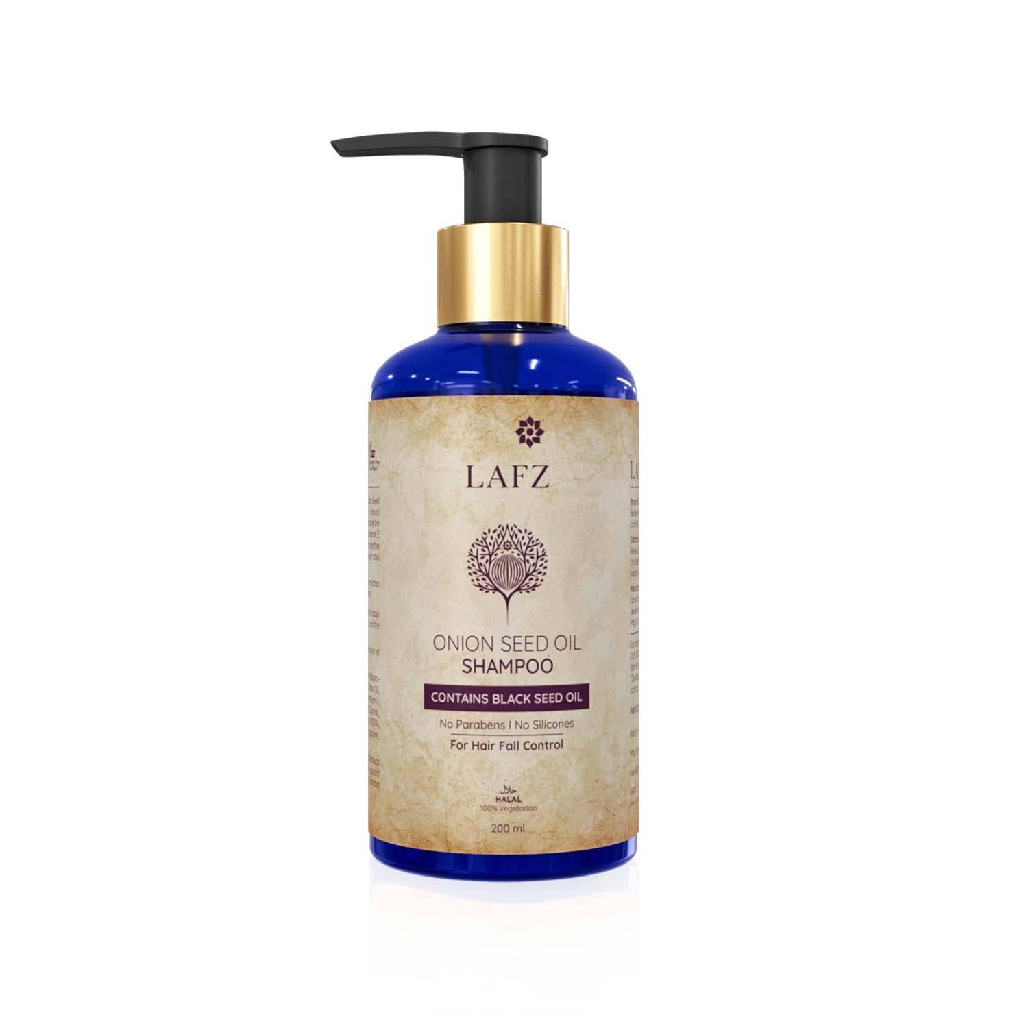 Lafz Onion Seed Oil Shampoo for Hair Fall Control - Red Onion & Black Seed Oil with Vitamin E - 200ml - Promotes Hair Growth & Reduces Breakage for Thicker, Healthier Hair - Ideal for Daily Use & Damaged Hair Repair