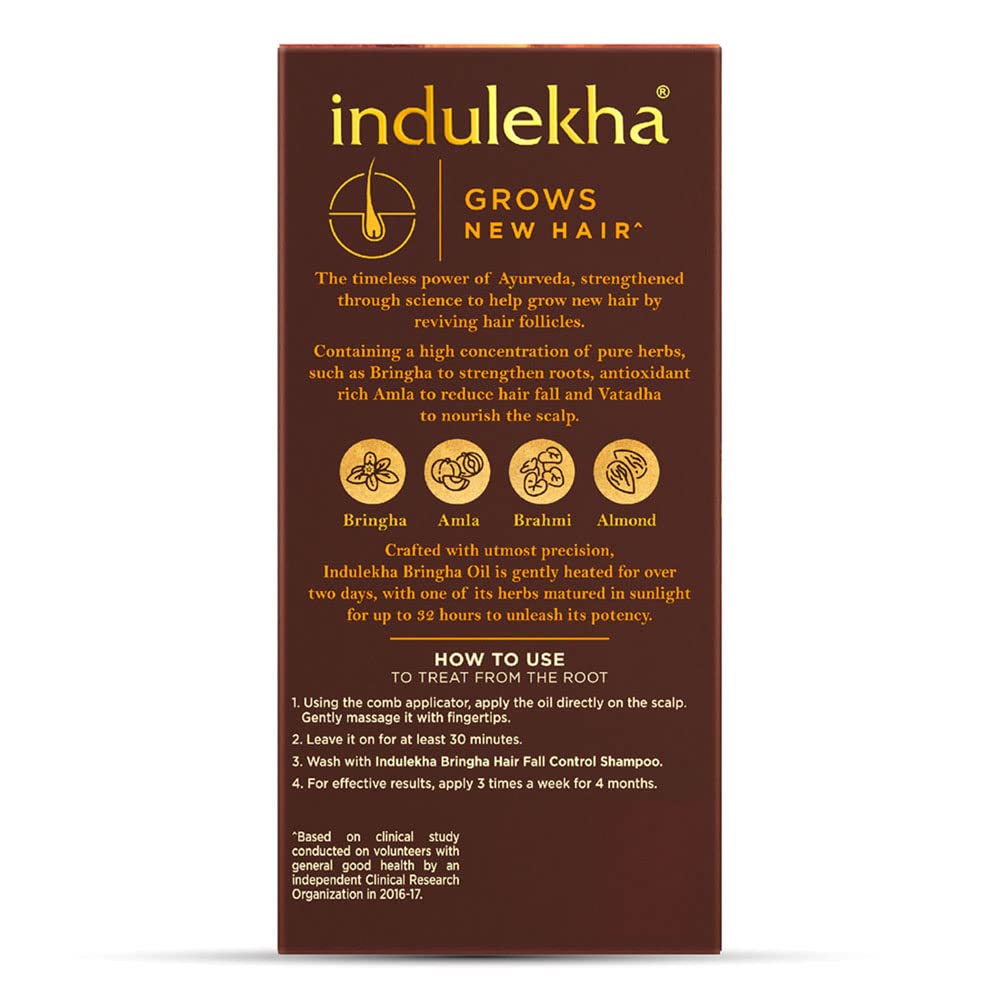 Indulekha Bringha Ayurvedic Hair Oil - 50ml for Hair Fall Control with Amla & Coconut Oil | Comb Applicator Included | Promotes Hair Growth & Scalp Health | Perfect for Daily Hair Care Routine & Ayurvedic Treatments