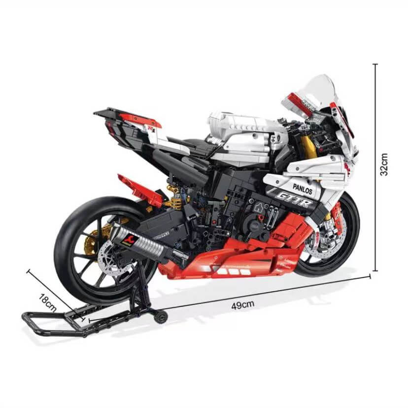 PANLOS 672104 Yamaha R1 Motorcycle Building Blocks Set with LED Lights - Perfect for Kids & Adults, DIY Model Kit for Home Decoration, Gift, and Collectors
