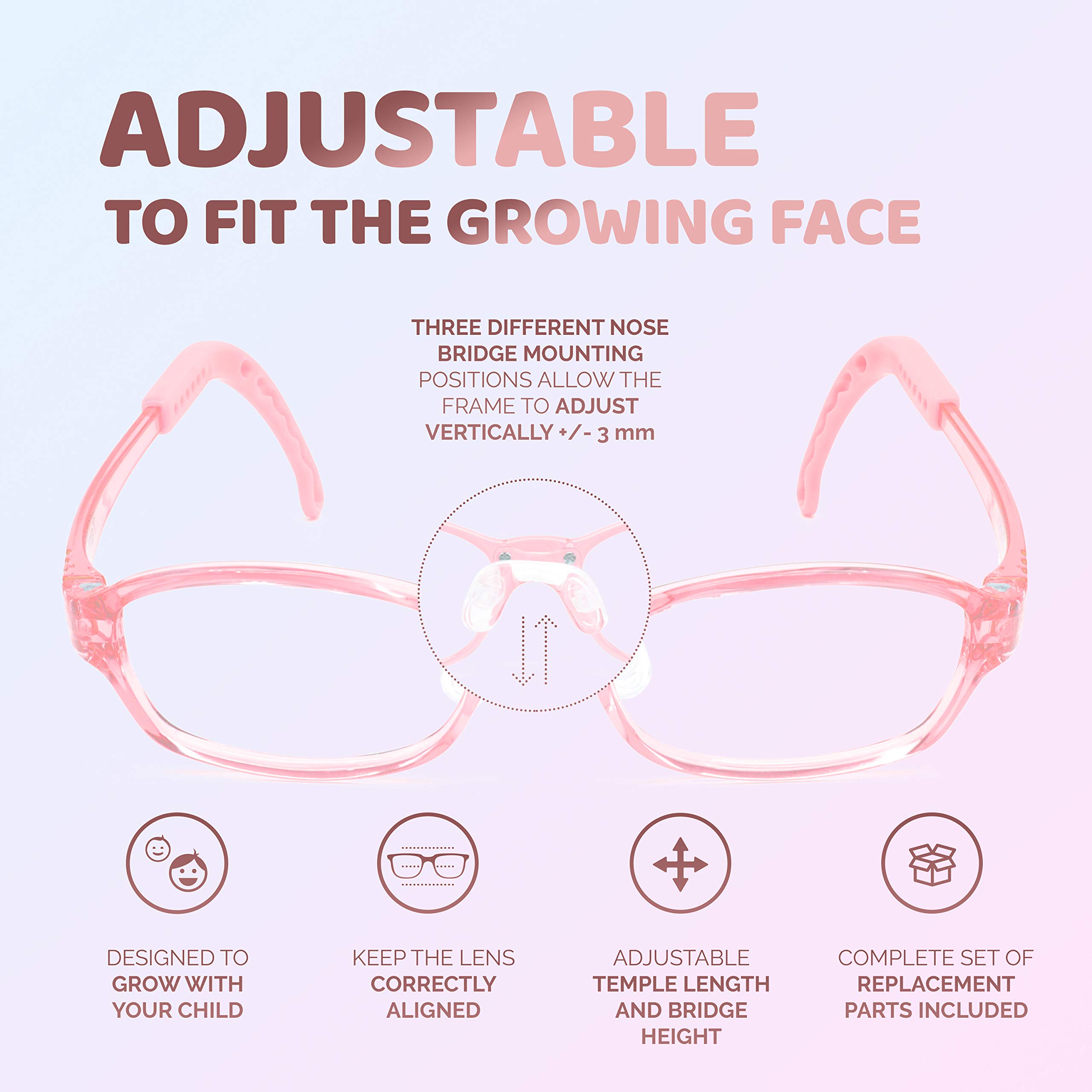 Adjustable Kids Glasses for Boys & Girls - Prescription Eyeglasses for Children - Durable & Lightweight Frames - Perfect for School, Sports, and Daily Wear - Model 2003