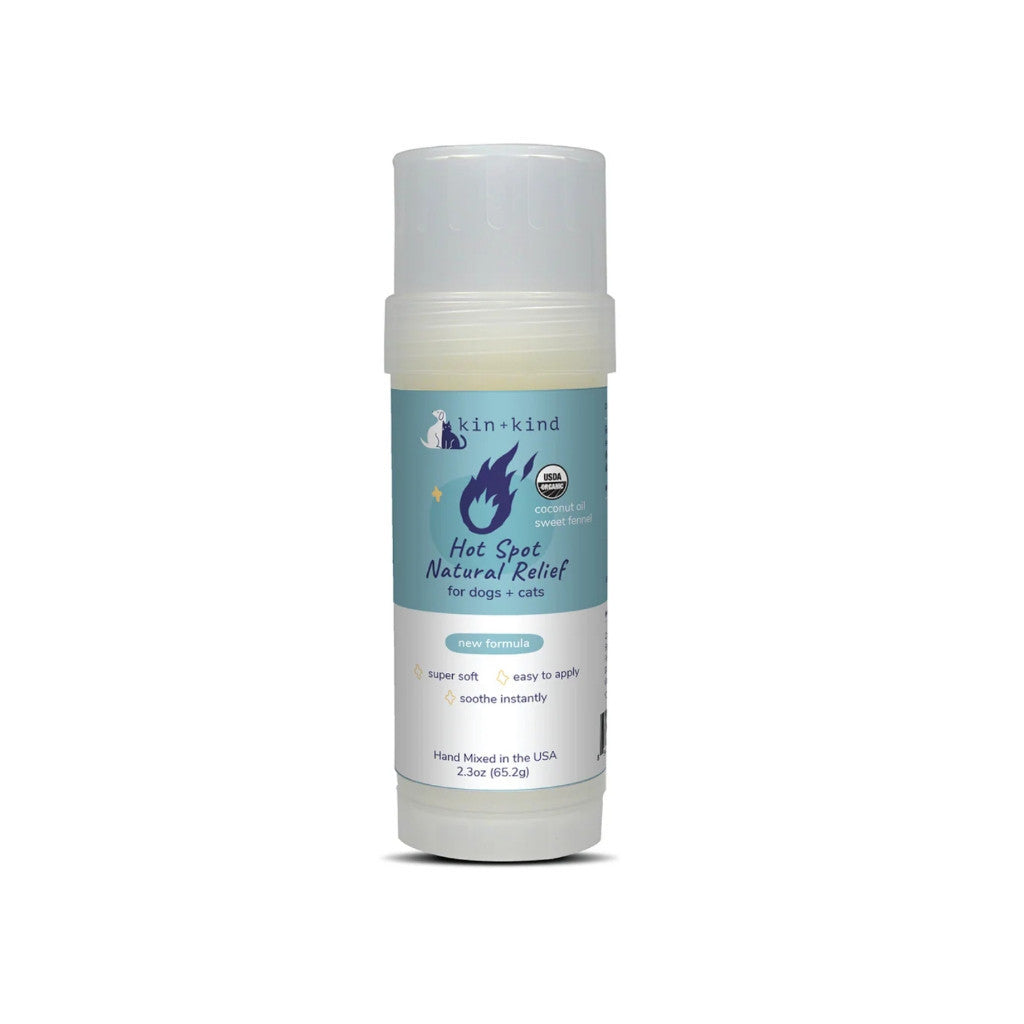 Kin+Kind Hot Spot Natural Relief Stick for Dogs & Cats - 2.3oz New Formula | Safe, Gentle & Easy to Apply | Soothes Skin Irritations Instantly | Perfect for Itchy Skin, Allergies & Hot Spots Relief at Home or Travel