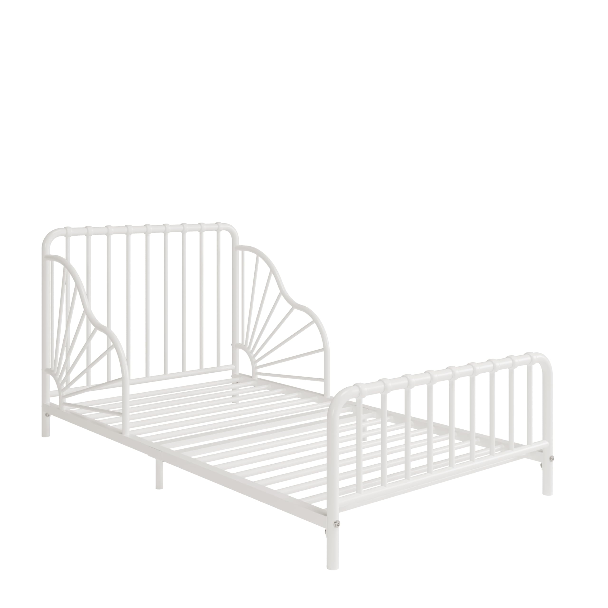 Little Seeds Quinn Whimsical Metal Toddler Bed - White Nursery Furniture for Kids Room, Perfect for Toddler Transition from Crib to Big Kid Bed