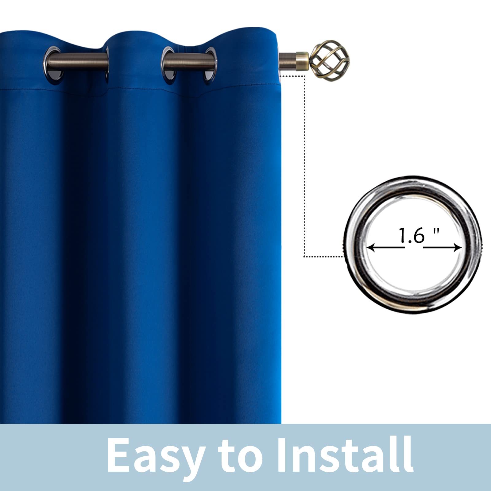 BGment Blackout Curtains for Sliding Glass Doors - 120 Inch Extra Long Room Darkening Curtains for Living Room, Bedroom & Office - Thermal Insulated Window Drapes for Privacy & Light Blocking - Royal Blue (1 Panel, 100