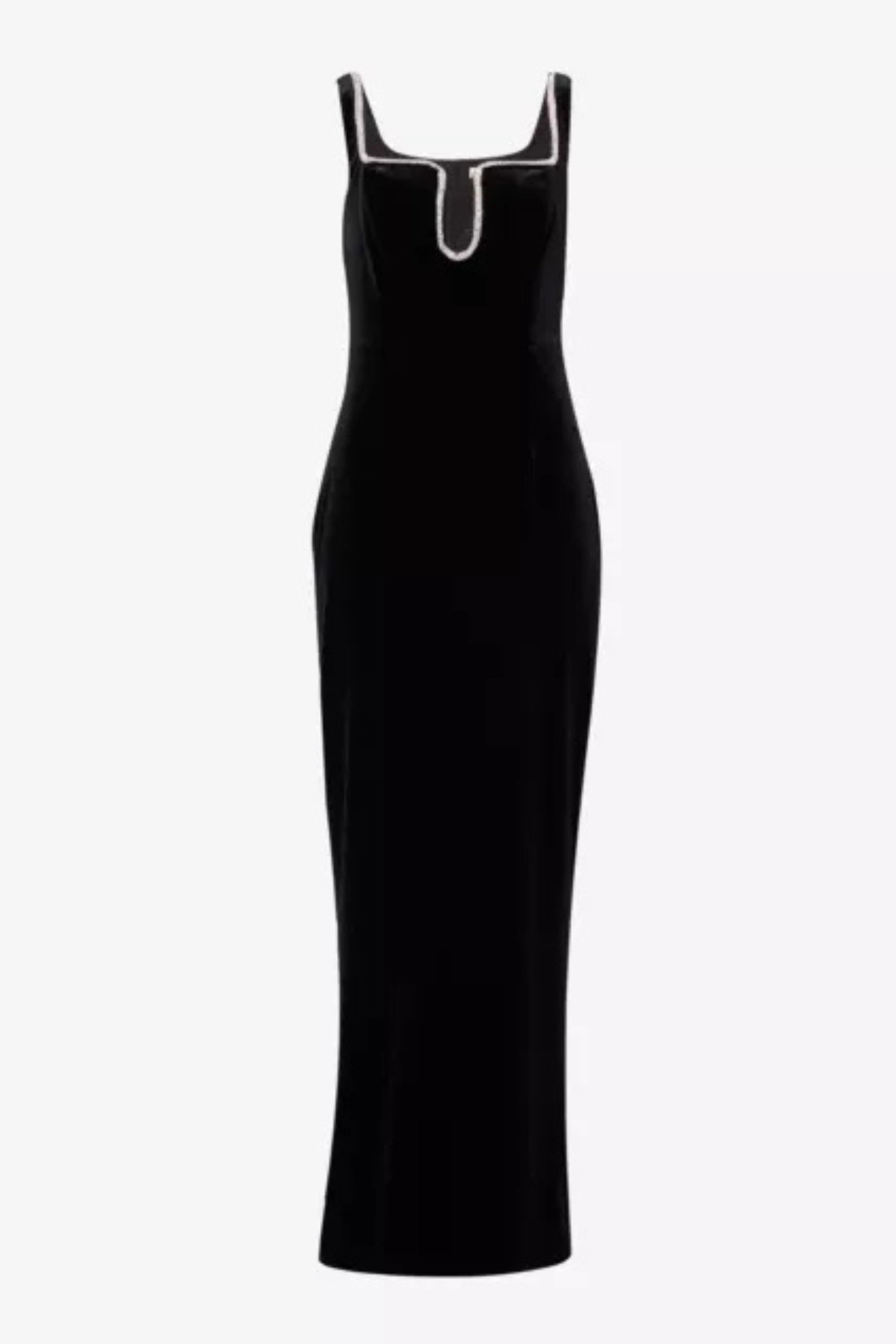 Elegant Crystal Embellished Velvet Maxi Dress for Women - Perfect for Evening Parties, Weddings & Special Occasions
