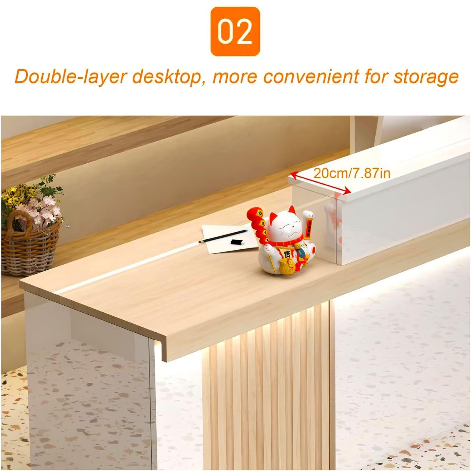 Modern Reception Desk with Counter - L-Shaped Front Desk with Lockable Drawer & Cabinet (79 Inch/200CM) - Perfect for Office Lobby, Hotel Reception & Retail Checkout Counter
