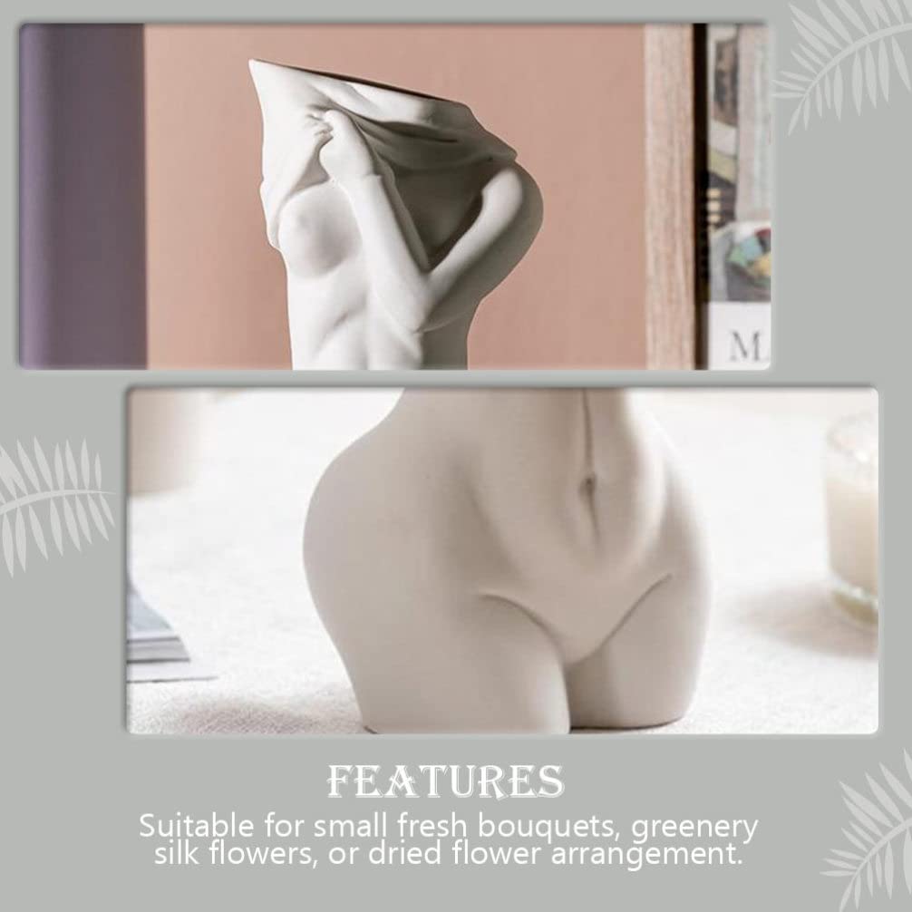 White Ceramic Feminine Curve Vase - Elegant Floral Vase for Modern Bohemian Home Decor | Perfect for Centerpieces, Wedding Decor & Boho Chic Living Spaces