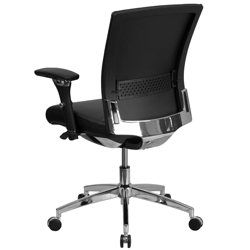 FLASH HERCULES Series 300 lb Capacity Black LeatherSoft Ergonomic Office Chair with Seat Slider - Heavy Duty 24/7 Use for Home Office, Gaming & Workspaces