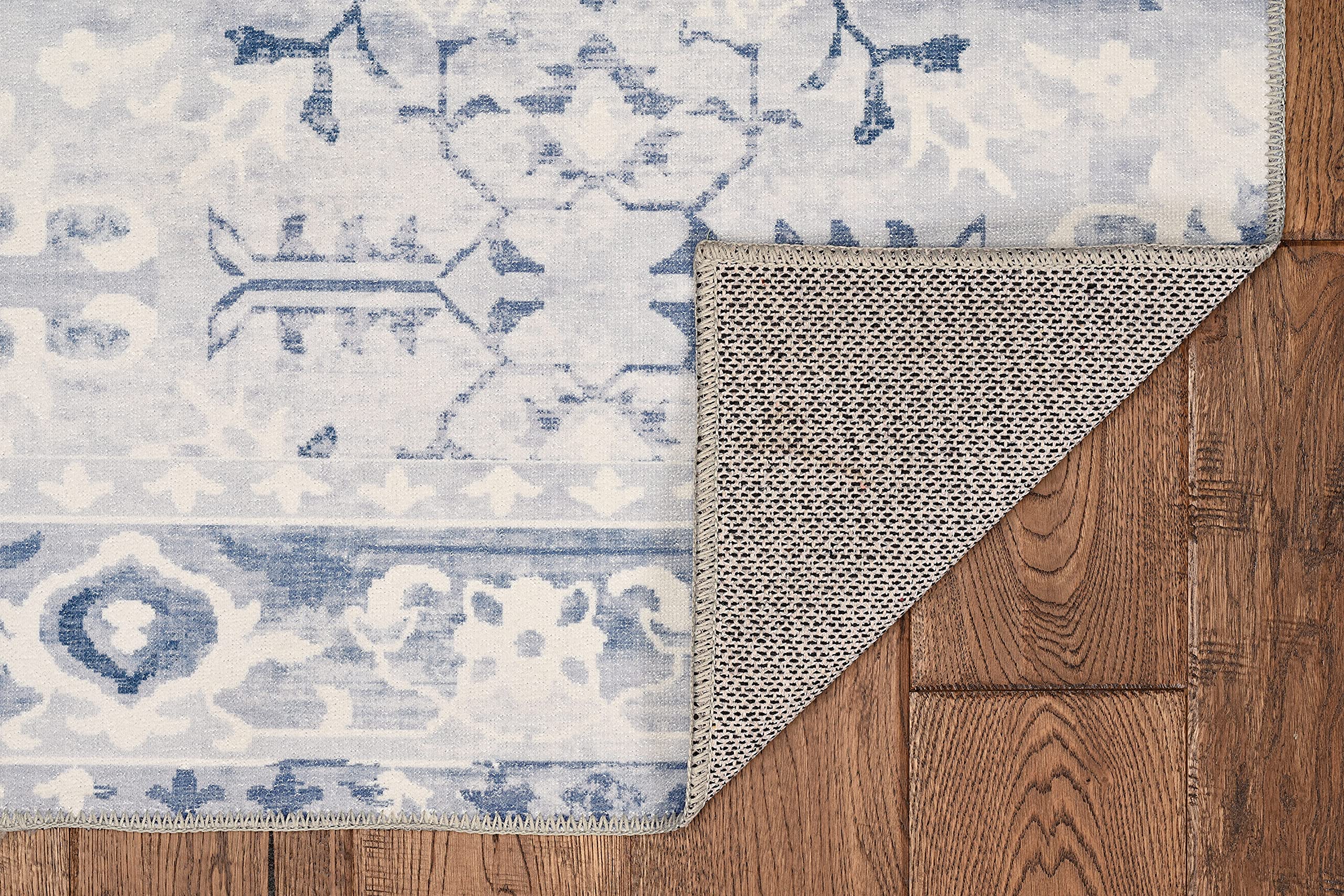 Linon Home Decor Washable Area Rug 5' x 7' - Grey & Ivory Klinch Pattern, Soft & Durable for Living Room, Bedroom, Office | Easy to Clean Indoor Floor Mat