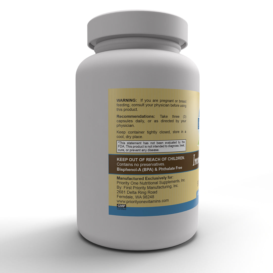 Priority One Immuno Caps (90 Capsules) - Immune Support Supplement for White Blood Cell Activity & Normal Immune Response - Daily Wellness & Immune Booster for Adults