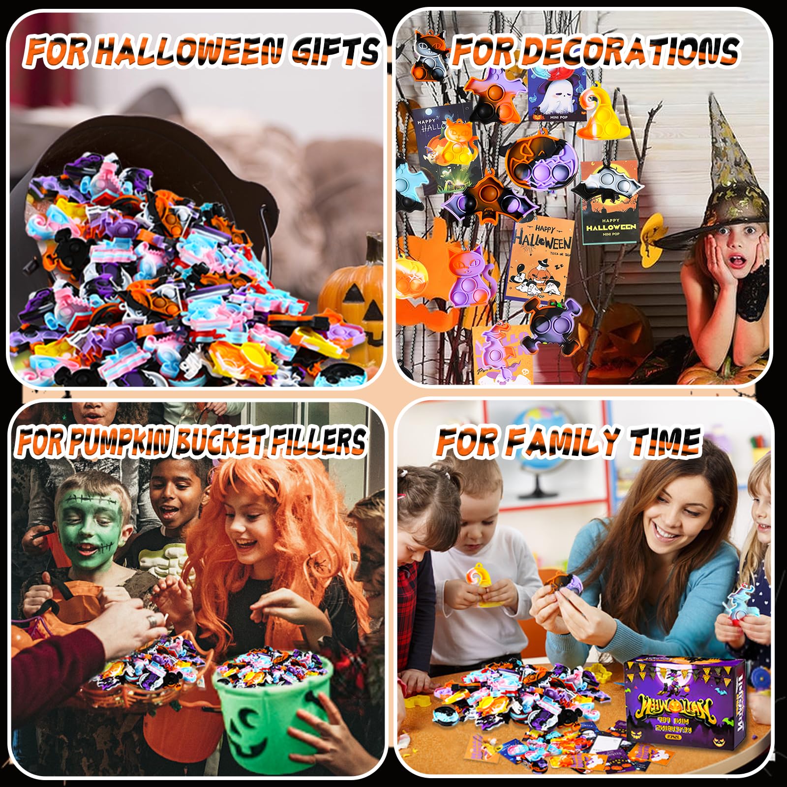 35 PCS Halloween Mini Pop Fidget Toys Keychain Set - Bulk Party Favors for Kids, Trick or Treat Goodie Bag Stuffers - Stress Relief Sensory Toys for Classroom, Birthday Parties & Halloween Events