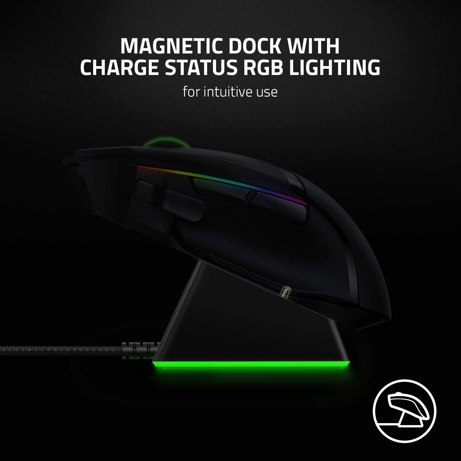 Razer DeathAdder V2 Pro Wireless Gaming Mouse with RGB Chroma Lighting & Free Charging Dock - Ergonomic Esports Mouse for PC, Mac, PS5, Xbox - Perfect for FPS, MOBA, and MMO Gaming