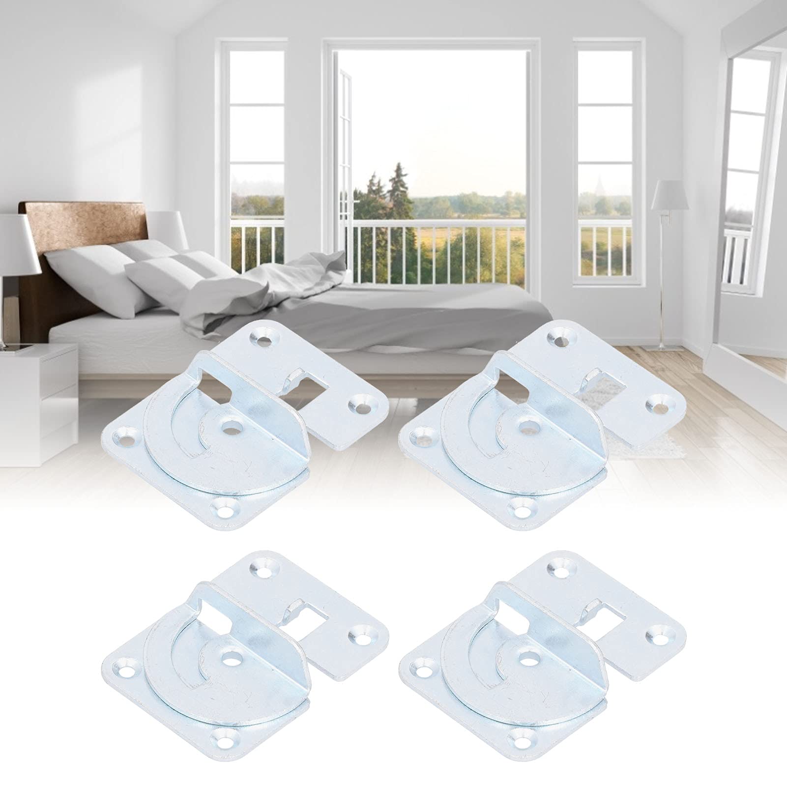 Heavy Duty Stainless Steel Bed Rail Brackets - 4PCS Bed Frame Fittings for Secure Support | Perfect for Bed Frame Assembly, Footrest Reinforcement & Furniture Repair