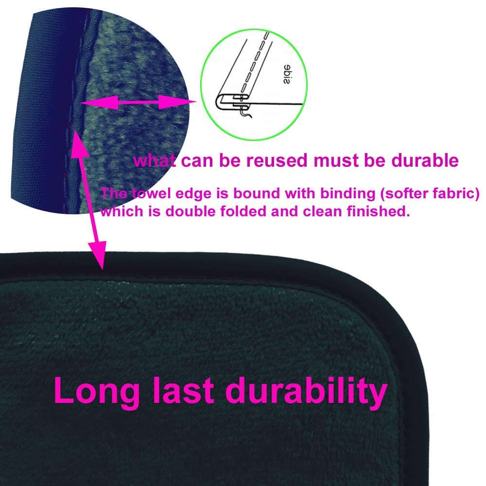 Reusable Extra Thick Makeup Remover Cloths - 10 Pack Microfiber Face Pads & Cotton Rounds for Gentle Eye Makeup Removal (5