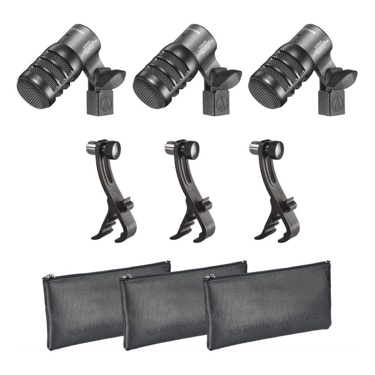 Audio Technica ATM230PK Dynamic Instrument Microphones - 3 Pack for Live Performances, Studio Recording & Podcasting