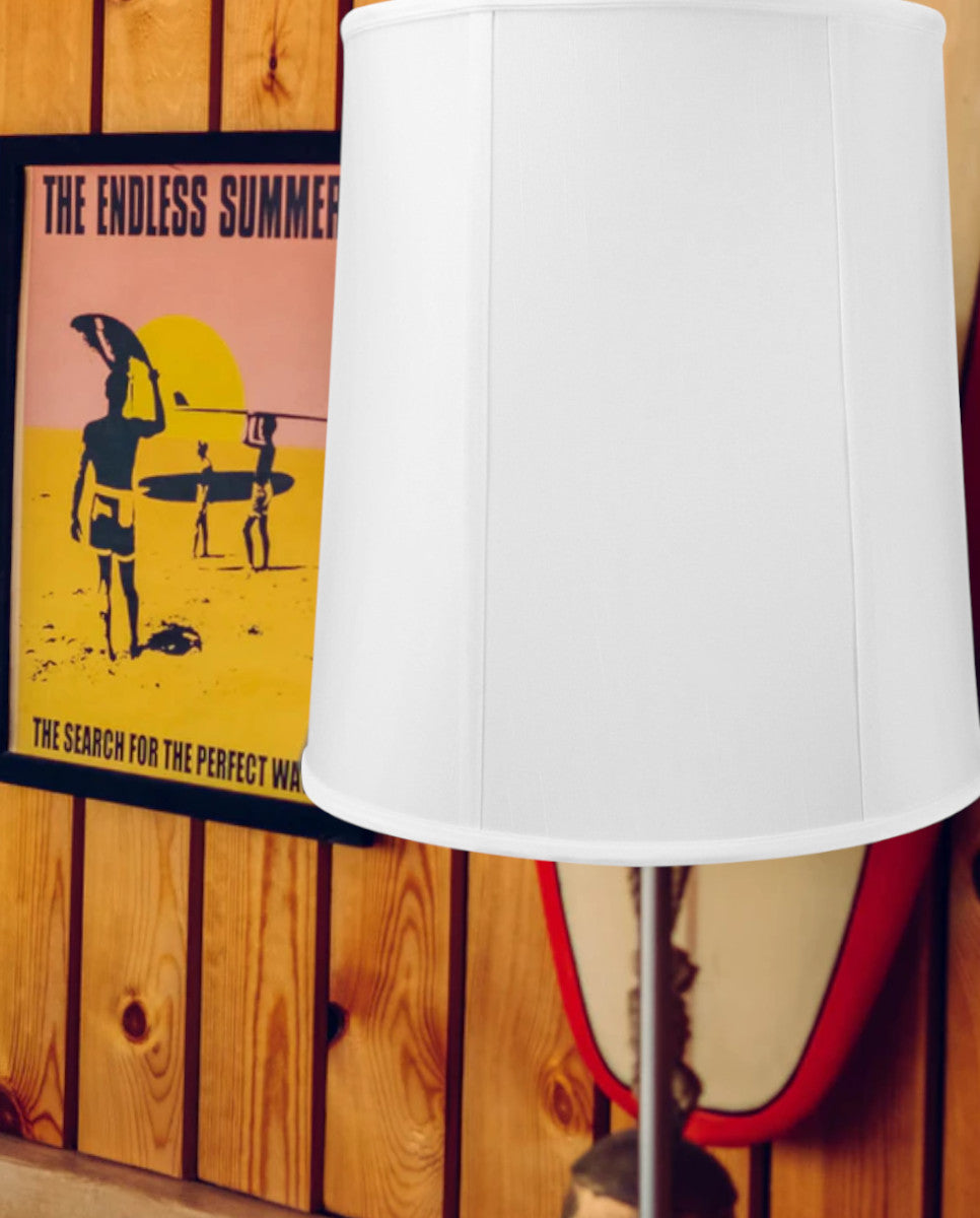 12x14x15 Inch White Shantung Fabric Drum Lampshade - Classic Round Lamp Shade for Bedroom, Living Room, Office & Dining Room Lighting Decor
