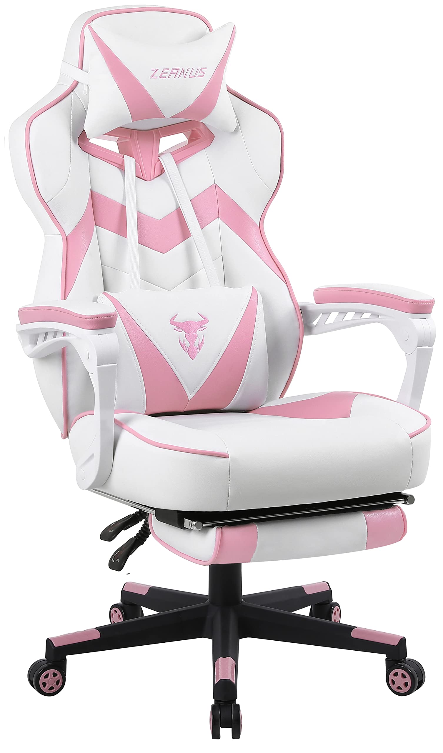 Pink Gaming Chair for Women & Girls - Ergonomic High Back PC Gaming Chair with Massage & Footrest - Reclining Computer Chair for Home Office & Gaming Setup - Perfect for Streaming, Esports & Relaxation