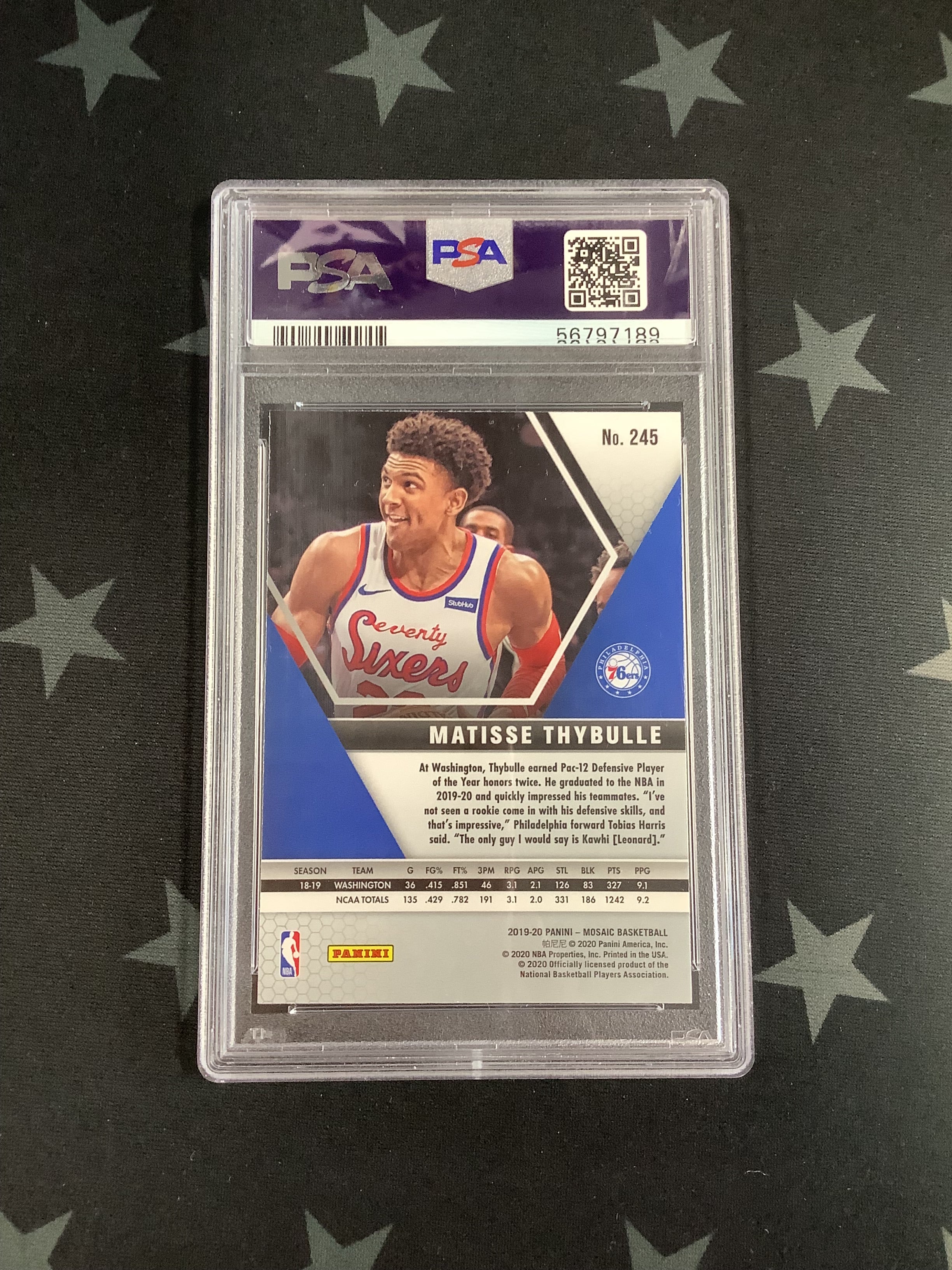 2019 Panini Mosaic Basketball Matisse Thybulle #245 PSA GEM MT 10 Rookie Card - Perfect for NBA Collectors & Sports Memorabilia Enthusiasts