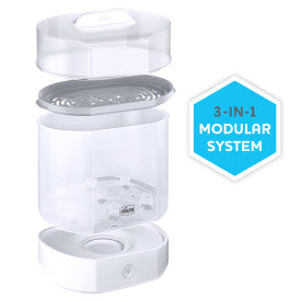 Chicco 3-in-1 Electric Steam Sterilizer for Baby Bottles, Pacifiers & Breast Pump Parts | Fast Sanitizing & Drying | Perfect for Nursery, Daycare & Travel