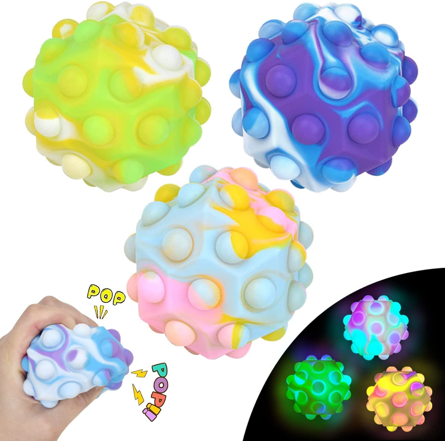 Kimanli Silicone Stress Relief Ball - Squeeze Bubble Popper Fidget Toy for Anxiety, ADHD & Autism - Sensory & Educational Gifts for Kids & Adults (Camouflage) - Perfect for Office, Classroom & Travel Stress Relief