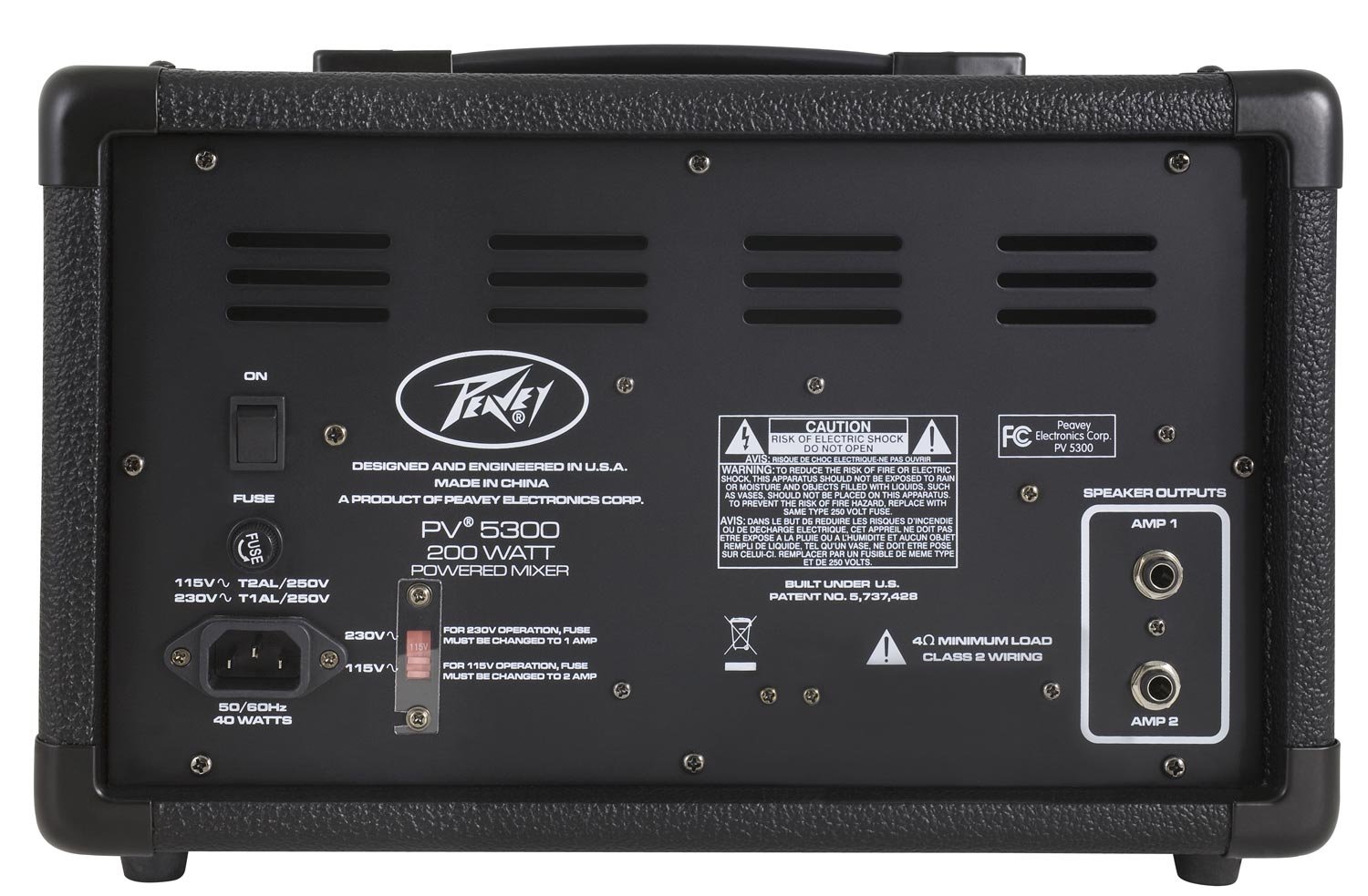 Peavey PV 5300 5-Channel Powered Mixer with Built-In Effects - Professional Audio Mixing for Live Bands, DJs & Events