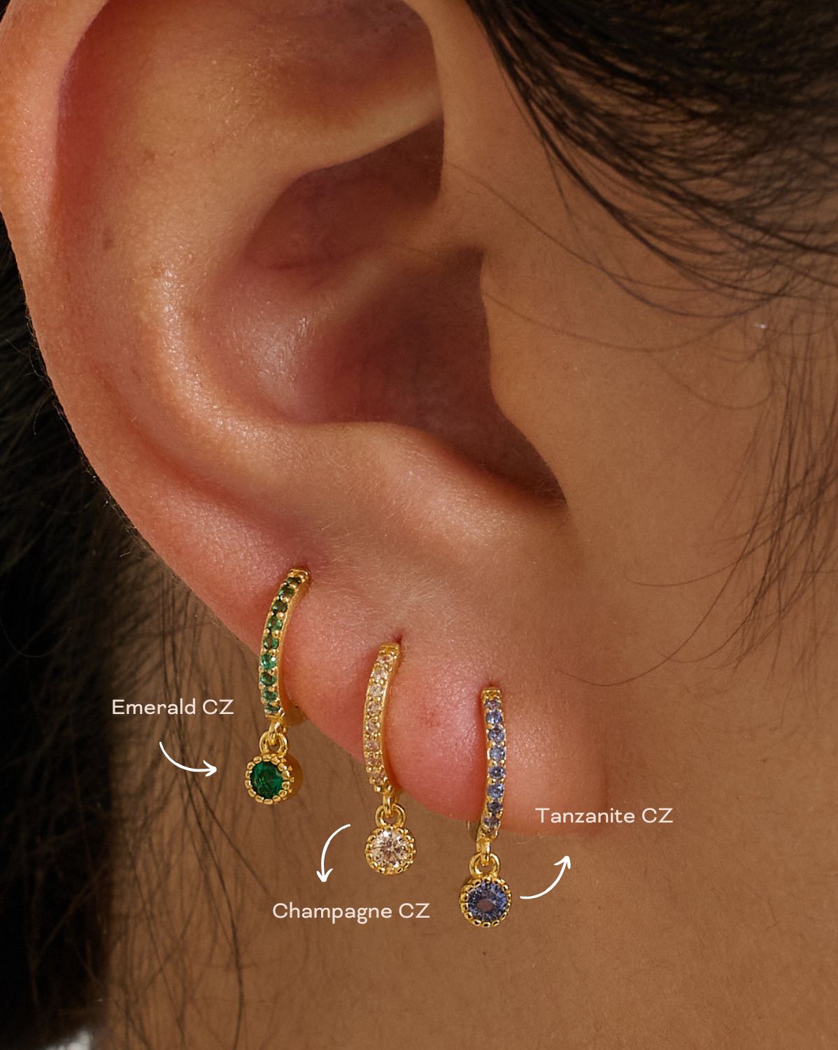 Emerald CZ Hoop Earrings for Women - Elegant Green Cubic Zirconia Dangle Earrings | Perfect for Parties, Weddings & Everyday Wear