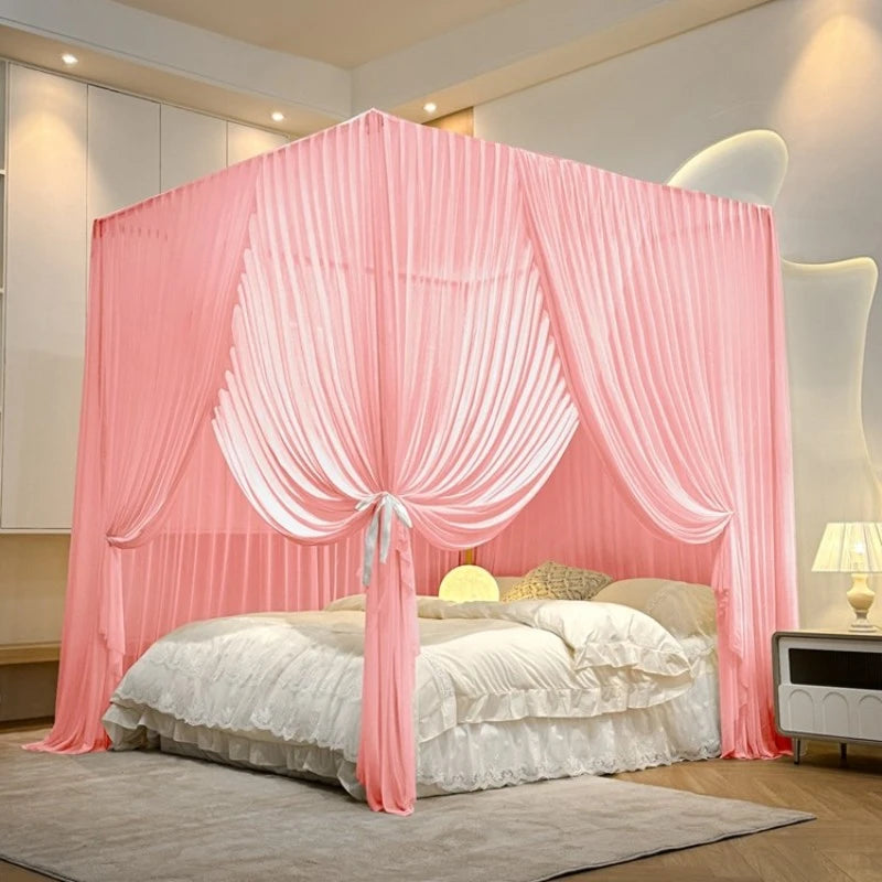 Luxury Silky Semi-Sheer Canopy Bed Curtain - Elegant Sheer Fabric for Romantic Bedroom Decor, Wedding, Nursery & Boho Chic Home Decor