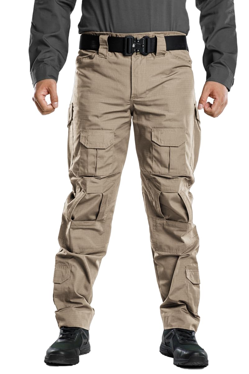 TRGPSG Men's Hiking Pants - Durable Ripstop Camo Cargo Pants with Multiple Pockets for Outdoor Adventures, Camping & Casual Work Wear