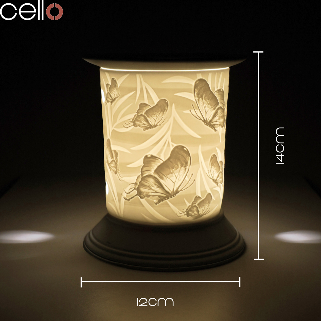 Electric Wax Warmer with Porcelain Base - Butterfly Design for Home Aromatherapy & Relaxation | Perfect for Living Room, Bedroom, Spa & Office Use