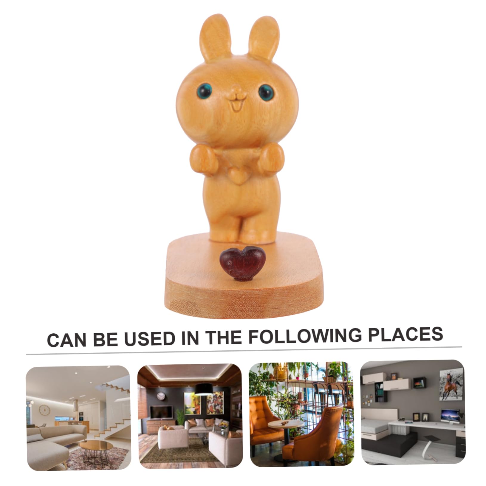 3-Pack Wooden Rabbit-Shaped Phone Stand - Portable Desktop Cell Phone Holder for Home, Office, and Travel Use