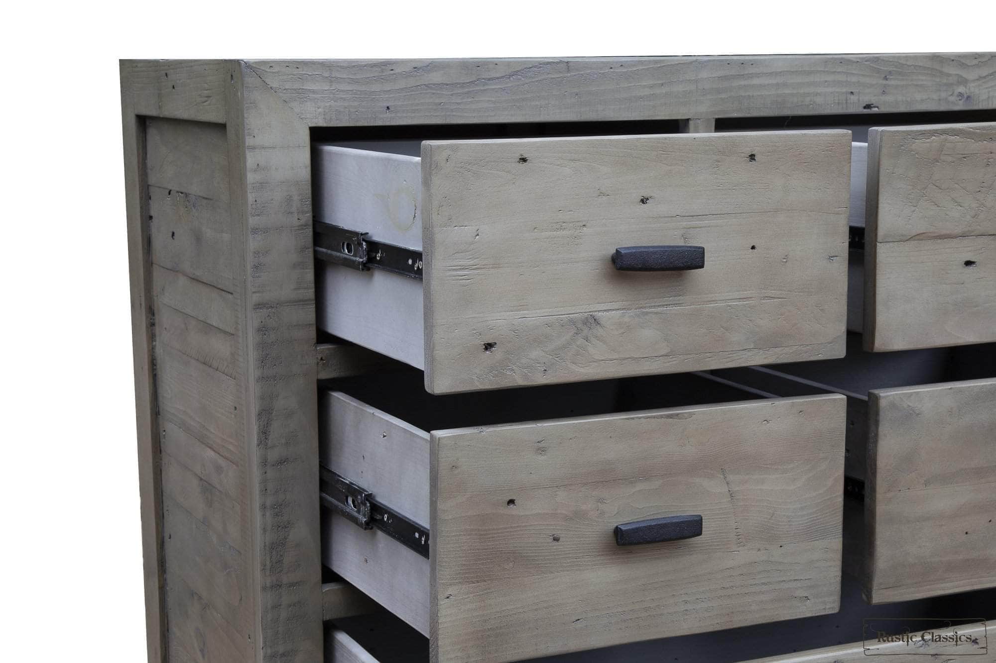 Whistler Reclaimed Wood 6-Drawer Dresser in Grey - Rustic Bedroom Storage Solution for Master Bedroom or Guest Room