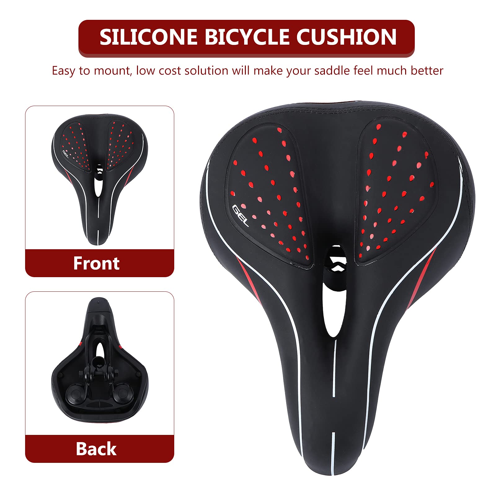 Comfortable Bike Seat Cushion - Soft Gel Mountain Bike Saddle with Reflective Strips for Shock Absorption | Perfect for Outdoor Cycling, Mountain Biking & Commuting